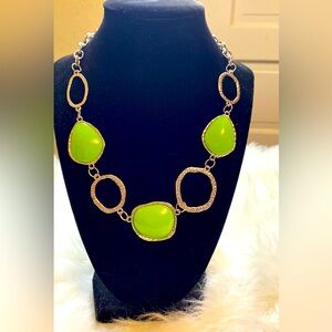 ✨ Fabulous Lime Green and Silver Necklace Set!